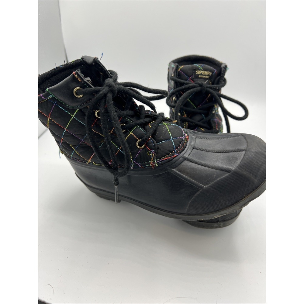 Sperry Kids Port Rainbow Weather Duck Boots Black - Youth Size 2M